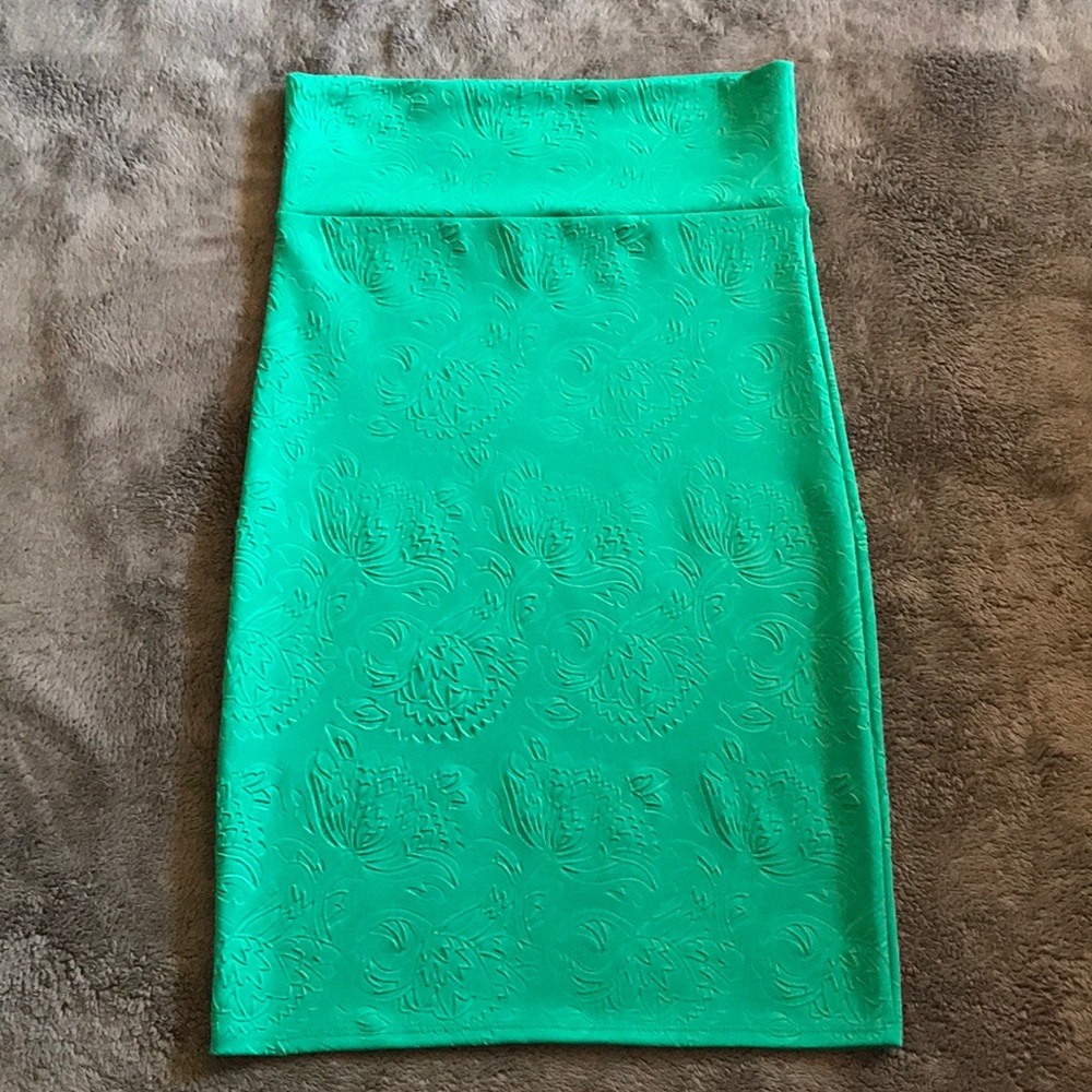 Textured Green Pencil Skirt